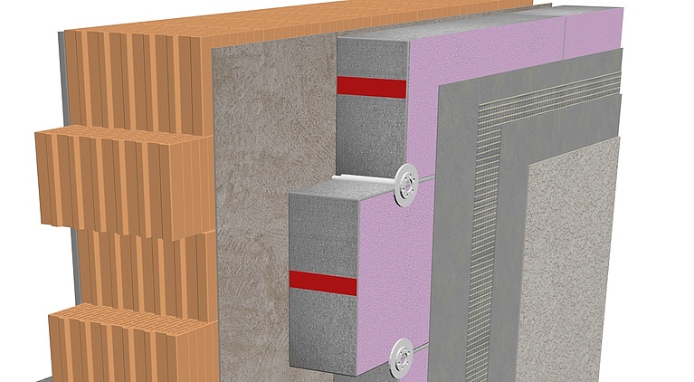 Homlokzati höszigetelés rétegrendje Austrotherm Grafit Reflex lemezzel