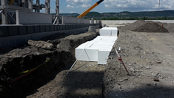 Duna Aréna (Dagály): polisztirol kikönnyítés a mélyépítésben