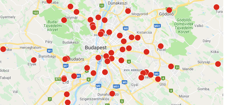 Austrotherm terméket forgalmazó kereskedöket mutató térkép